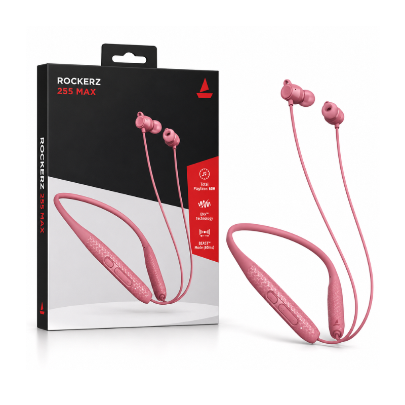 boAt Rockerz 255 Max Wireless Neckband Earphones (Pink)
