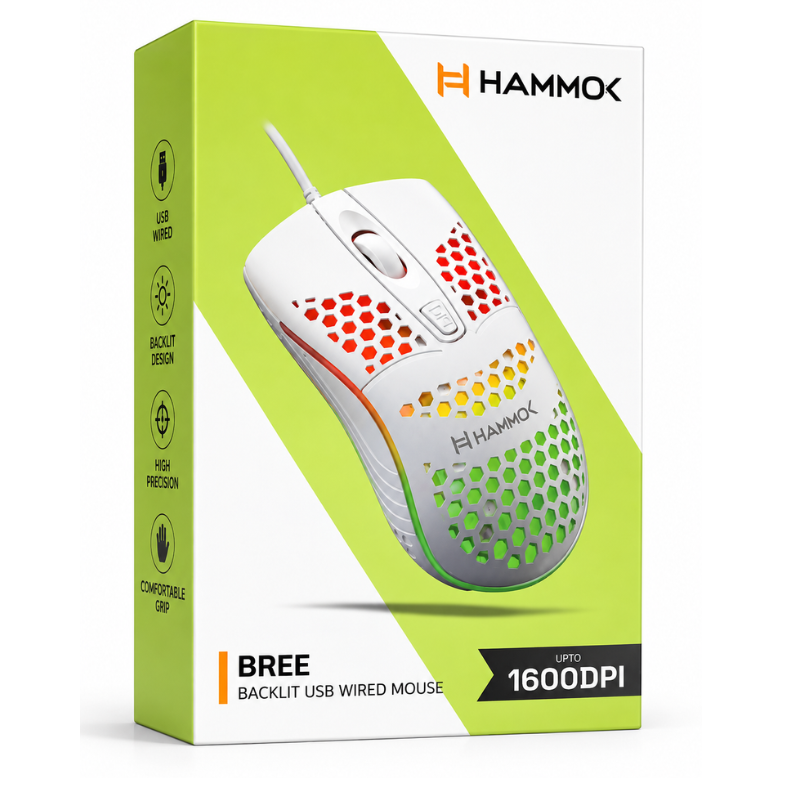 HAMMOK Bree Backlit USB Wired Mouse – 1600 DPI