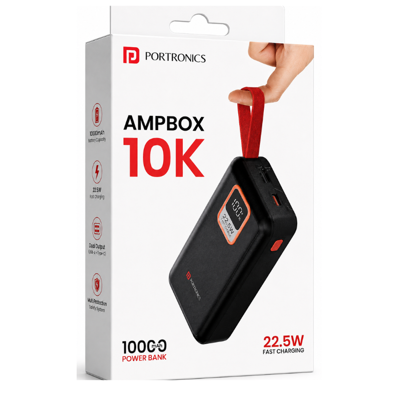 Portronics AmpBox 10K 10000mAh 22.5W Fast Charging Power Bank 200